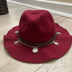 Free people maroon coin sun hat